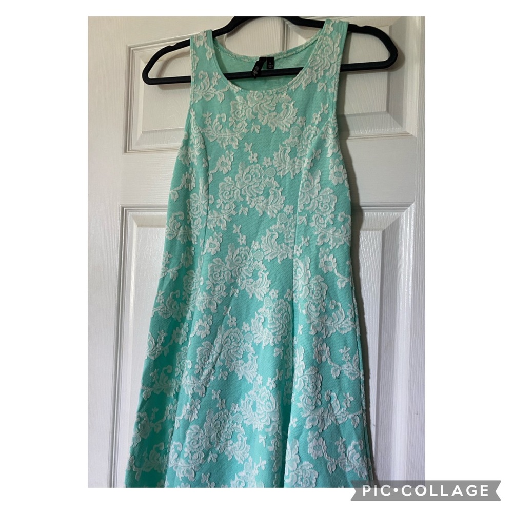 Teal floral dress